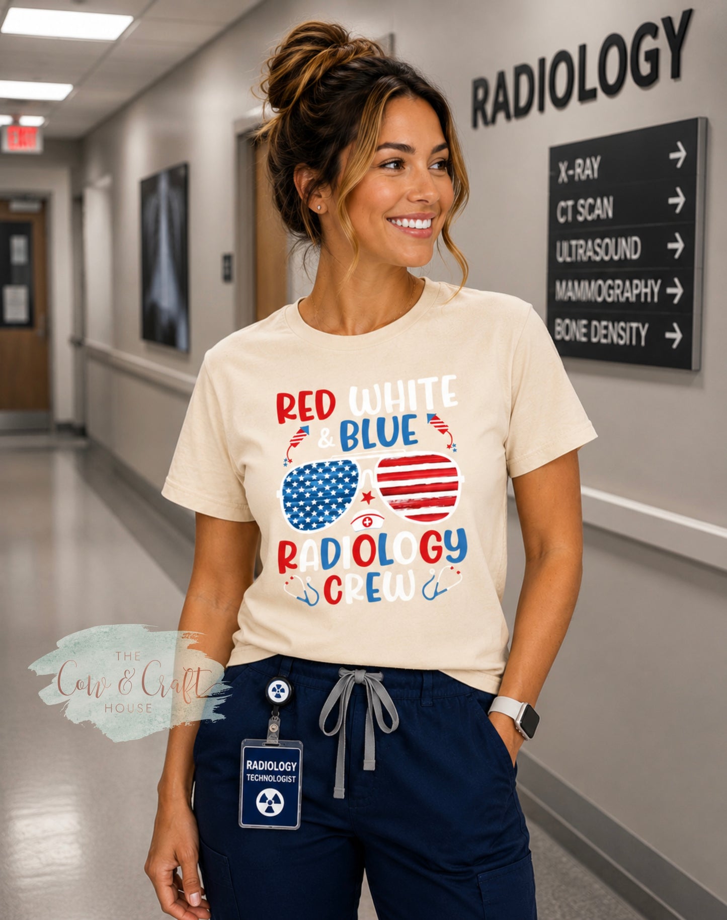 Patriotic Radiology Shirt | Red White and Blue Radiology Crew Tee | X Ray Tech Fourth of July Shirt | CT Tech MRI Tech Gift | Bella Canvas 3001