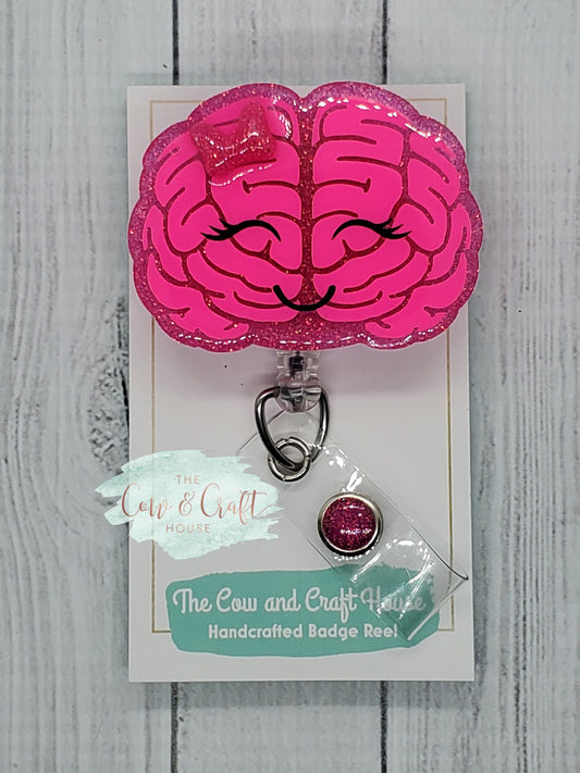 Brain Badge Reel: Glitter Radiology Neurology ID Badge Clip