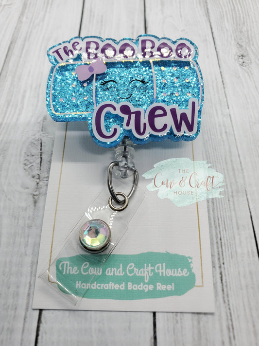 Boo Boo Crew Badge Reel: Glitter Band-Aid, Nurse ID Holder