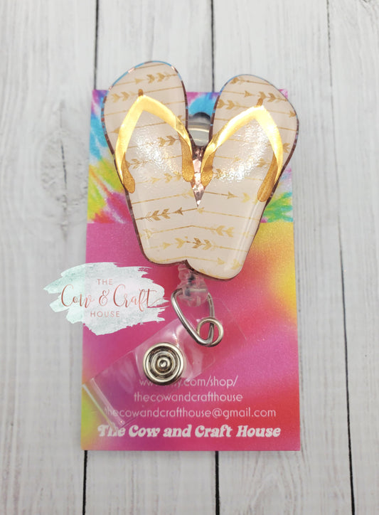Flip Flops Badge Reel, Flip Flops ID Holder, Summer Badge Reel, Registered Nurse Badge Reel, RN Badge Clip, Nurse Badge Reel