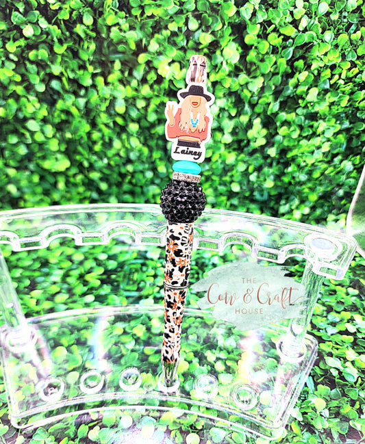 ountry Western Twist Pen | Black Ink Pen | Leopard + Turquoise Aesthetic | Cowgirl Inspired Writing Pen