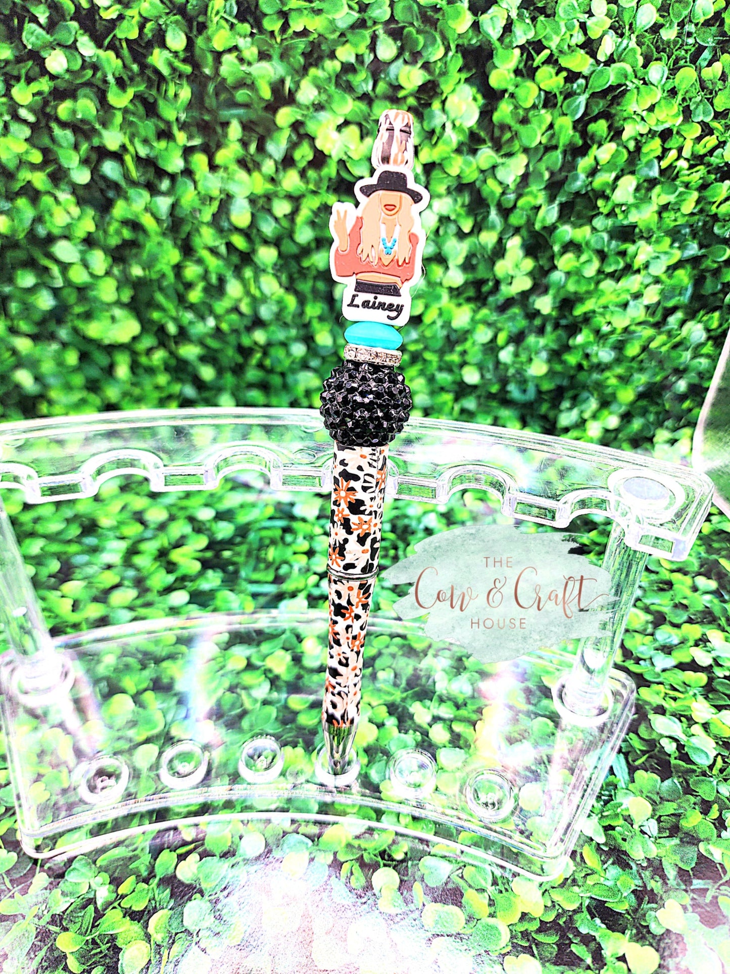 ountry Western Twist Pen | Black Ink Pen | Leopard + Turquoise Aesthetic | Cowgirl Inspired Writing Pen