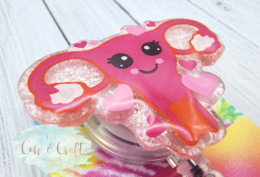 Uterus Badge Reel, Valentine's Day Uterus, Gynecology Badge Reel, Nurse Badge Reel, Nurse Badge Holder, Nurse Badge Clip, Gynecologist Badge