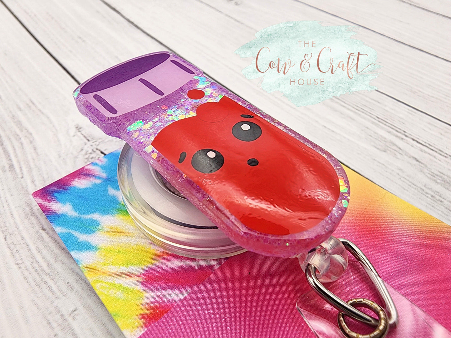 Specimen Tube Badge Reel, Glitter Lab ID Holder, Swivel Clip