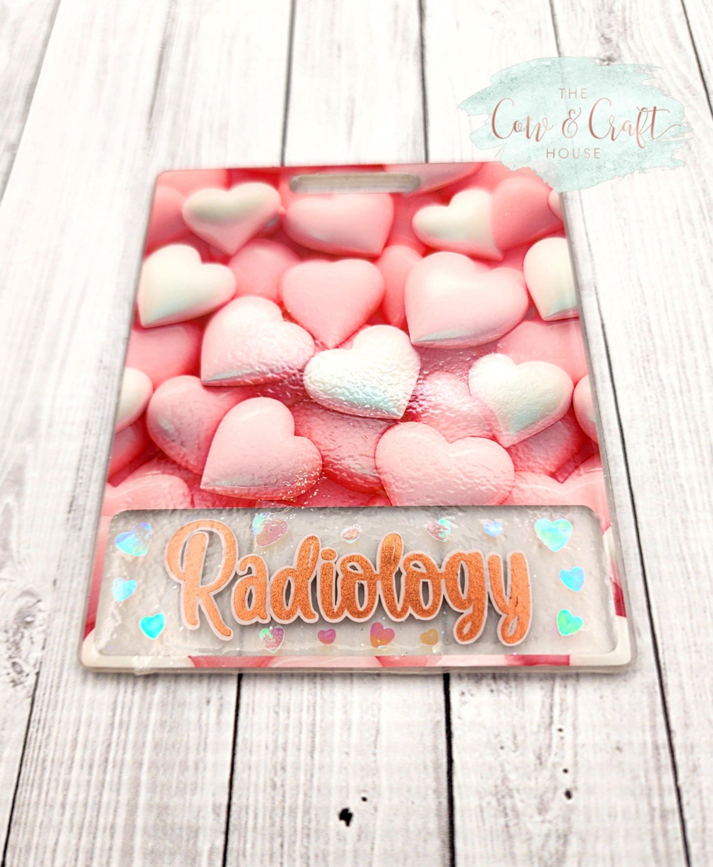 Radiology Glitter Badge, Medical X-Ray Tech Heart Reel