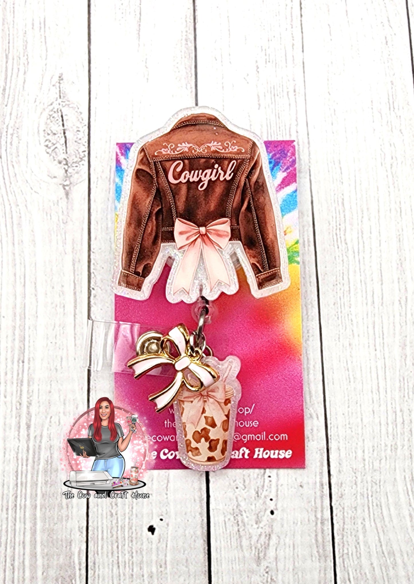 Highland Cow Badge Reel: Cowgirl Hat, Flowers & Bow