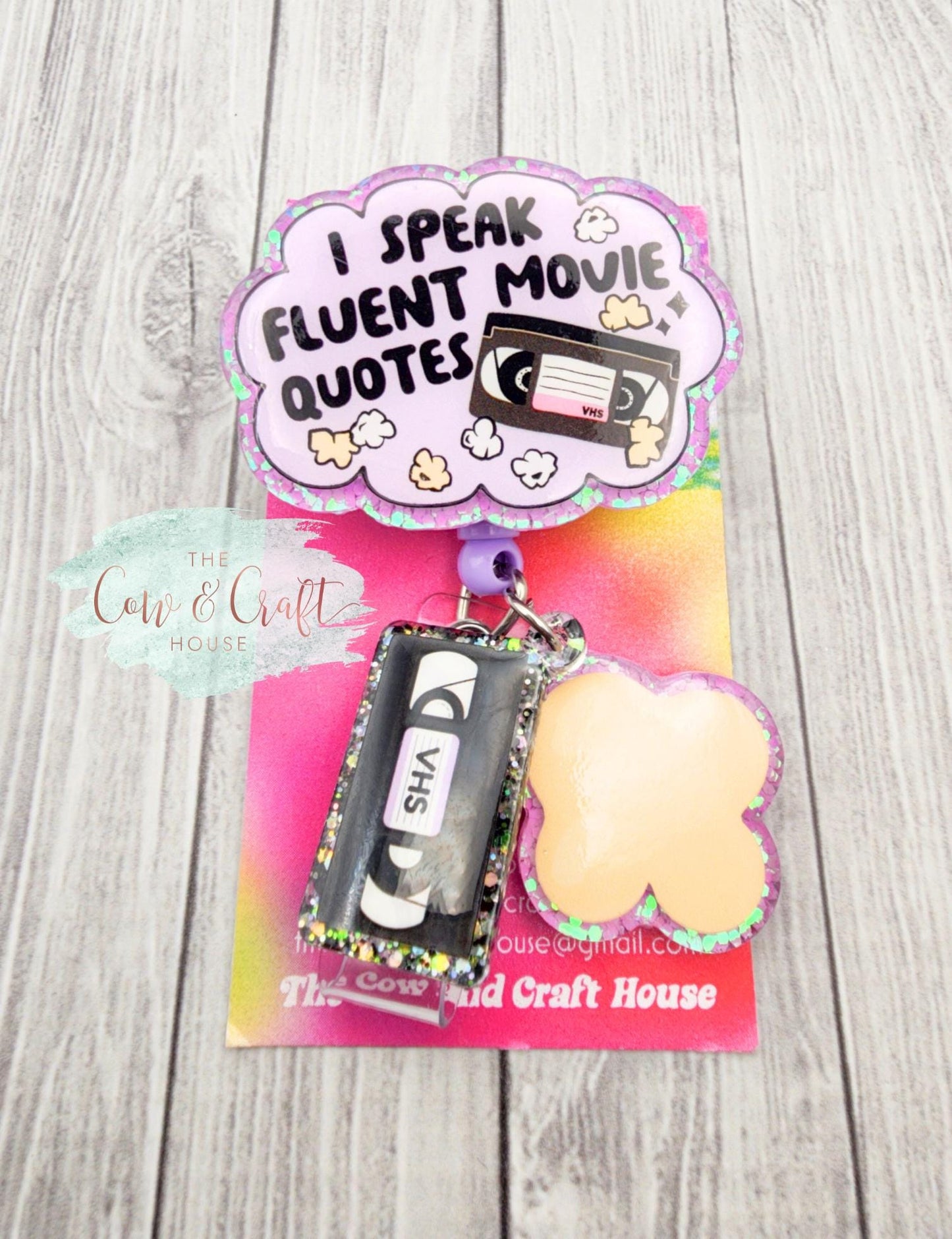 Badge Reel with funny "I Speak Fluent Movie Quotes" for RN, Rad Tech, CNA