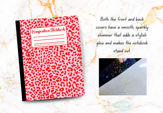 Holographic Leopard Print Notebook | Red & Pink, 80 Page
