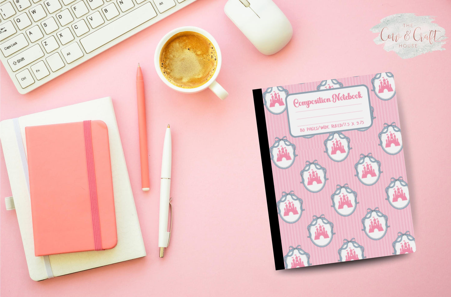 Pink Castle Composition Notebook ā Girly Coquette, 80 Pages