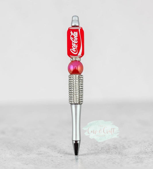 Silver Bling Beaded Pen | Soda Inspired Focal Bead | Twist Black Ink Pen | Sparkly Pen | Cute Gift Idea