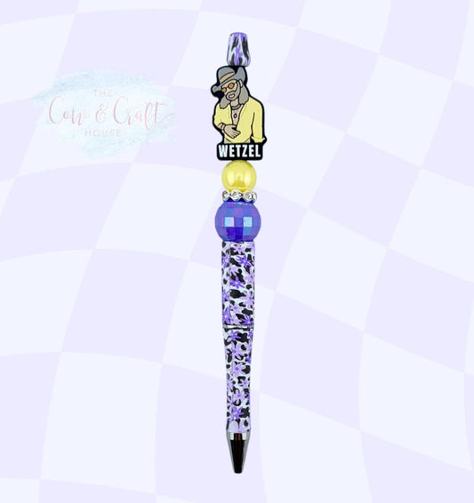 Floral Beaded Pen | Koe Wetzel Inspired Pen | Twist Black Ink Pen | Purple Flower Pen | Cute Gift Idea