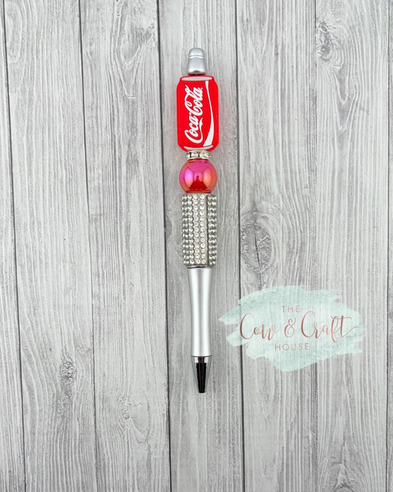 Silver Bling Beaded Pen | Soda Inspired Focal Bead | Twist Black Ink Pen | Sparkly Pen | Cute Gift Idea