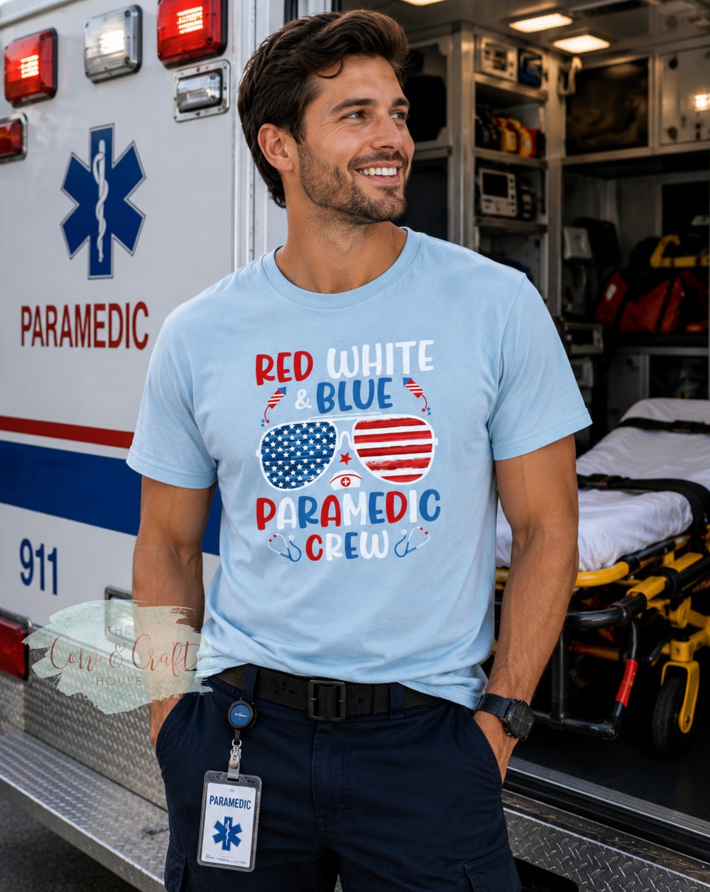 Paramedic Fourth of July Shirt | Red White and Blue Paramedic Crew Tee | Patriotic EMS Shirt | First Responder Gift | EMT Healthcare Tee