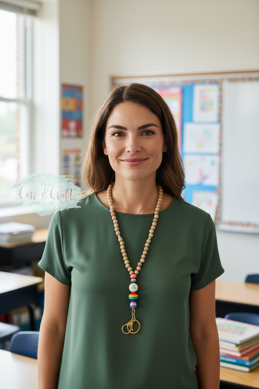 Teacher Breakaway Lanyard | Wood Bead Lanyard | Choose Your Style | Teacher Gift | Badge Holder
