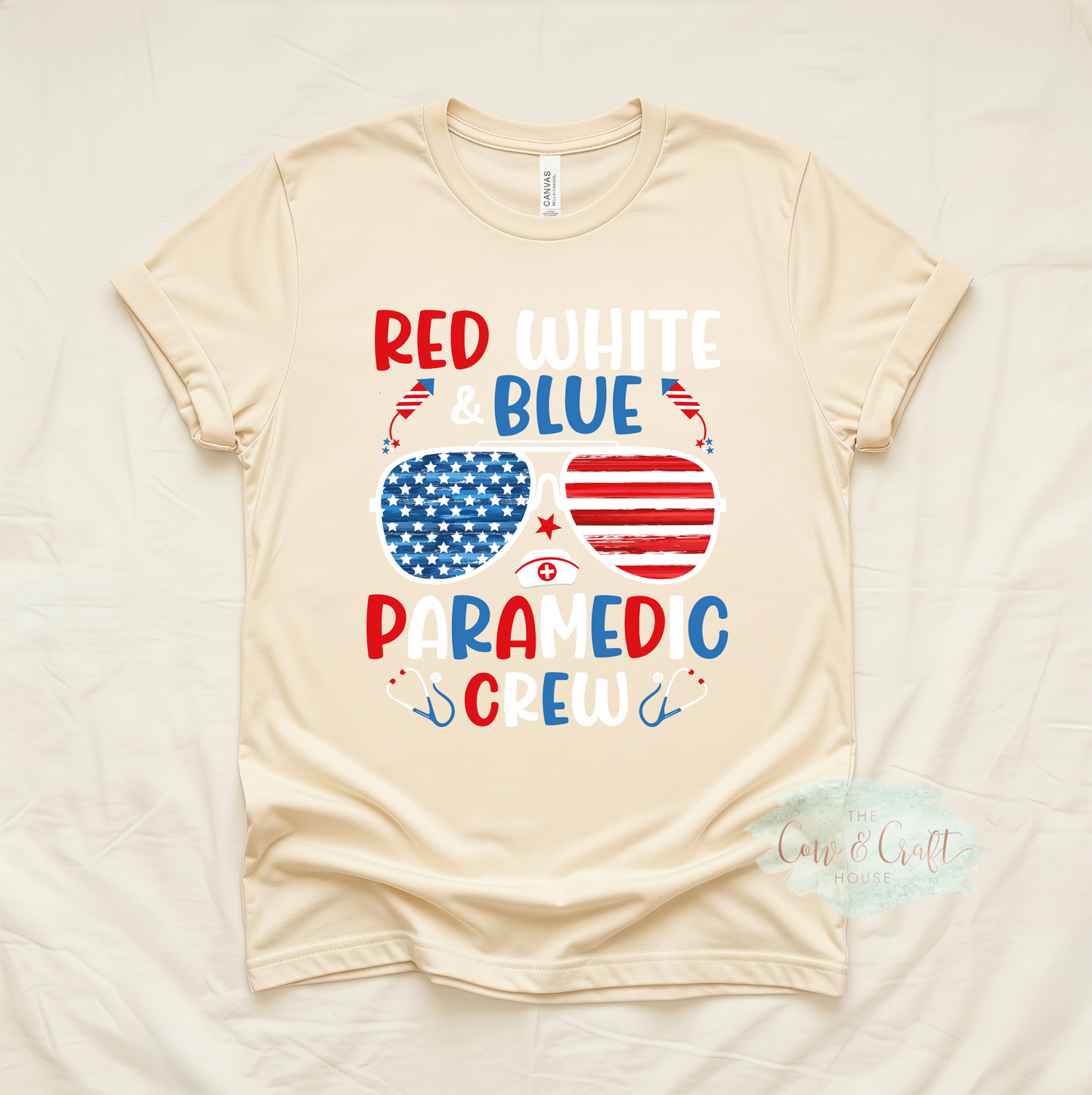 Paramedic Fourth of July Shirt | Red White and Blue Paramedic Crew Tee | Patriotic EMS Shirt | First Responder Gift | EMT Healthcare Tee