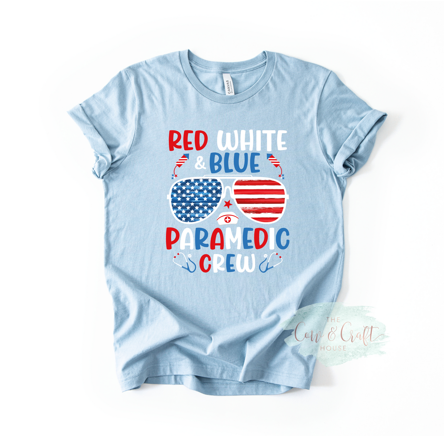 Paramedic Fourth of July Shirt | Red White and Blue Paramedic Crew Tee | Patriotic EMS Shirt | First Responder Gift | EMT Healthcare Tee