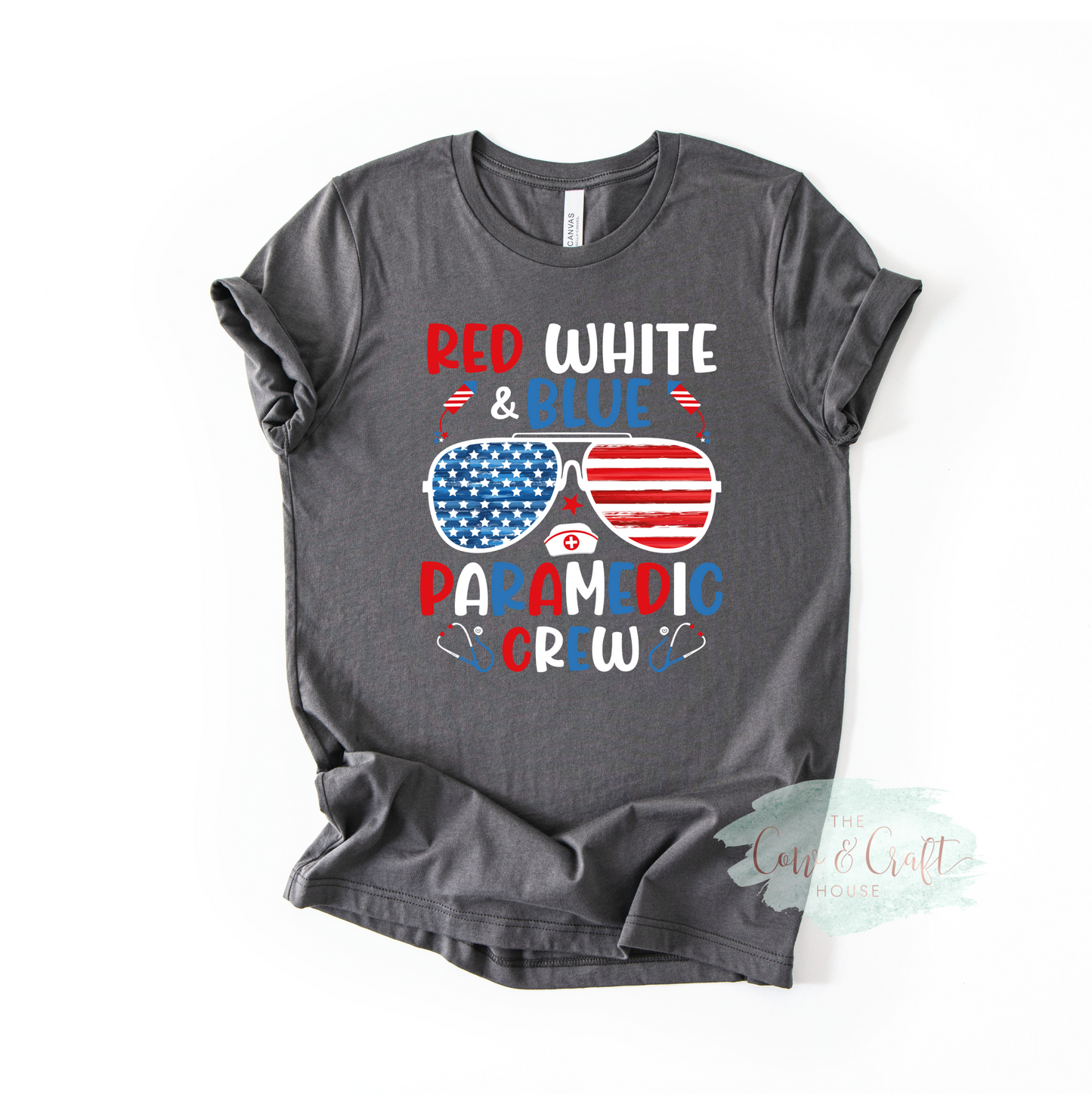Paramedic Fourth of July Shirt | Red White and Blue Paramedic Crew Tee | Patriotic EMS Shirt | First Responder Gift | EMT Healthcare Tee