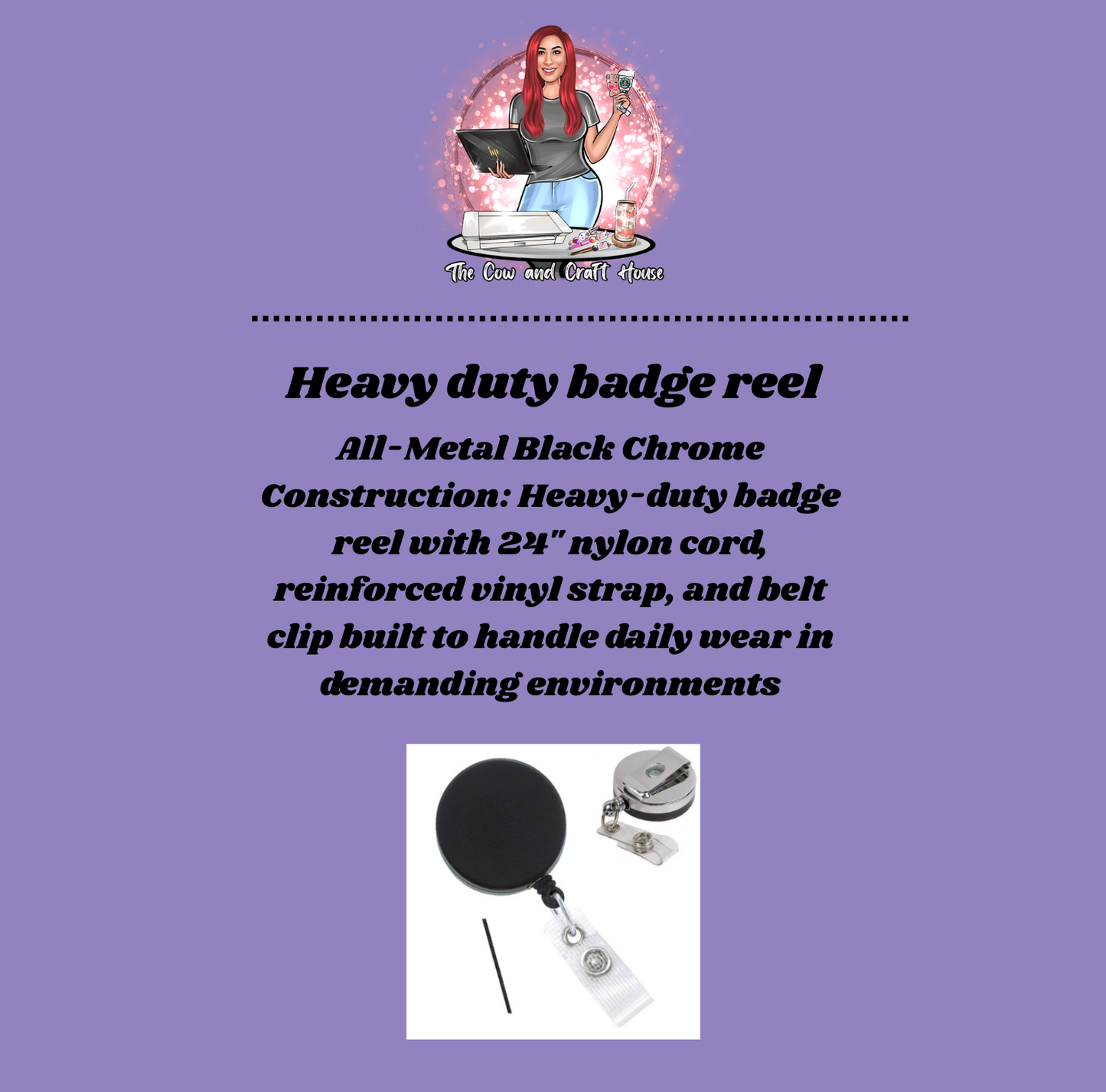Heavy Duty Badge Reel, Black Chrome, All-Metal Badge Reel