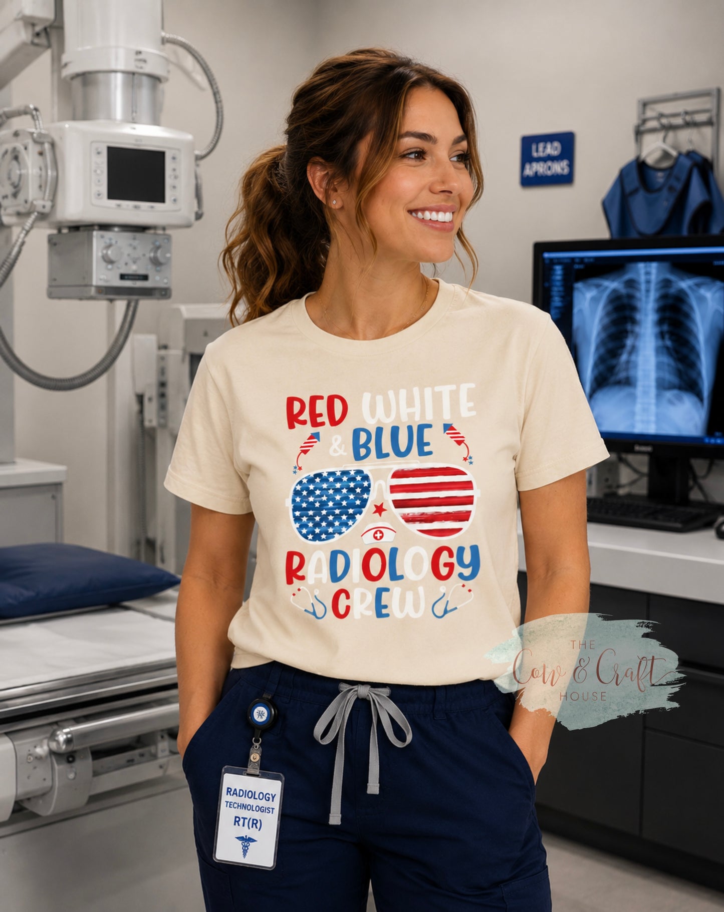 Patriotic Radiology Shirt | Red White and Blue Radiology Crew Tee | X Ray Tech Fourth of July Shirt | CT Tech MRI Tech Gift | Bella Canvas 3001