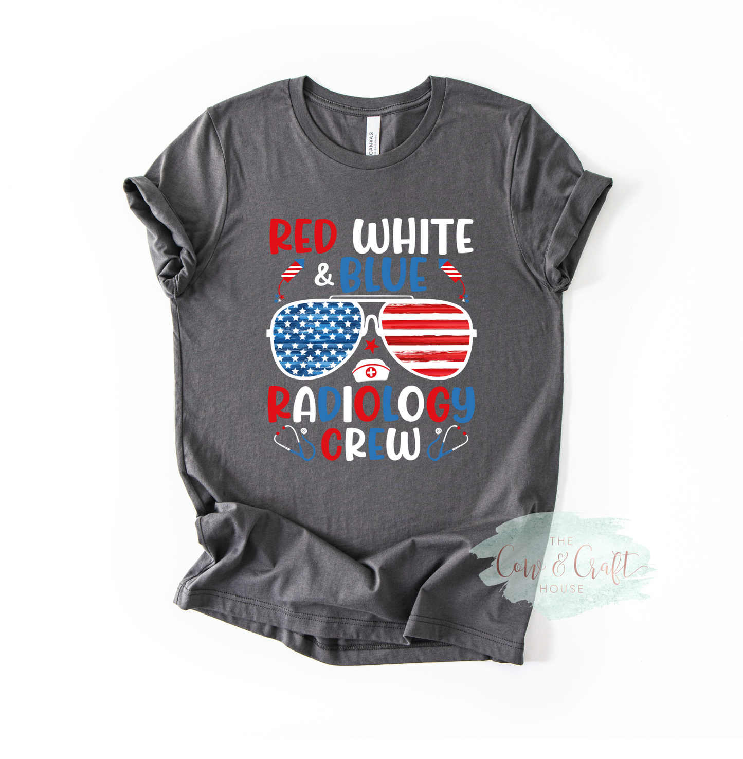 Patriotic Radiology Shirt | Red White and Blue Radiology Crew Tee | X Ray Tech Fourth of July Shirt | CT Tech MRI Tech Gift | Bella Canvas 3001