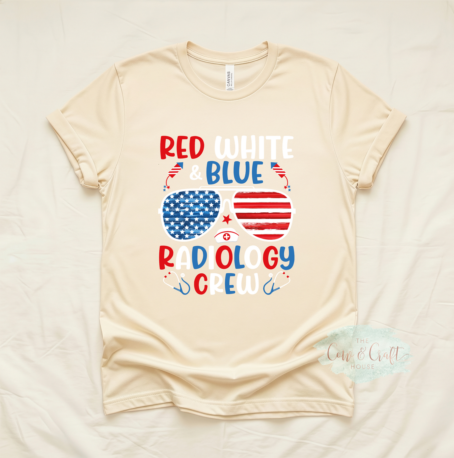 Patriotic Radiology Shirt | Red White and Blue Radiology Crew Tee | X Ray Tech Fourth of July Shirt | CT Tech MRI Tech Gift | Bella Canvas 3001