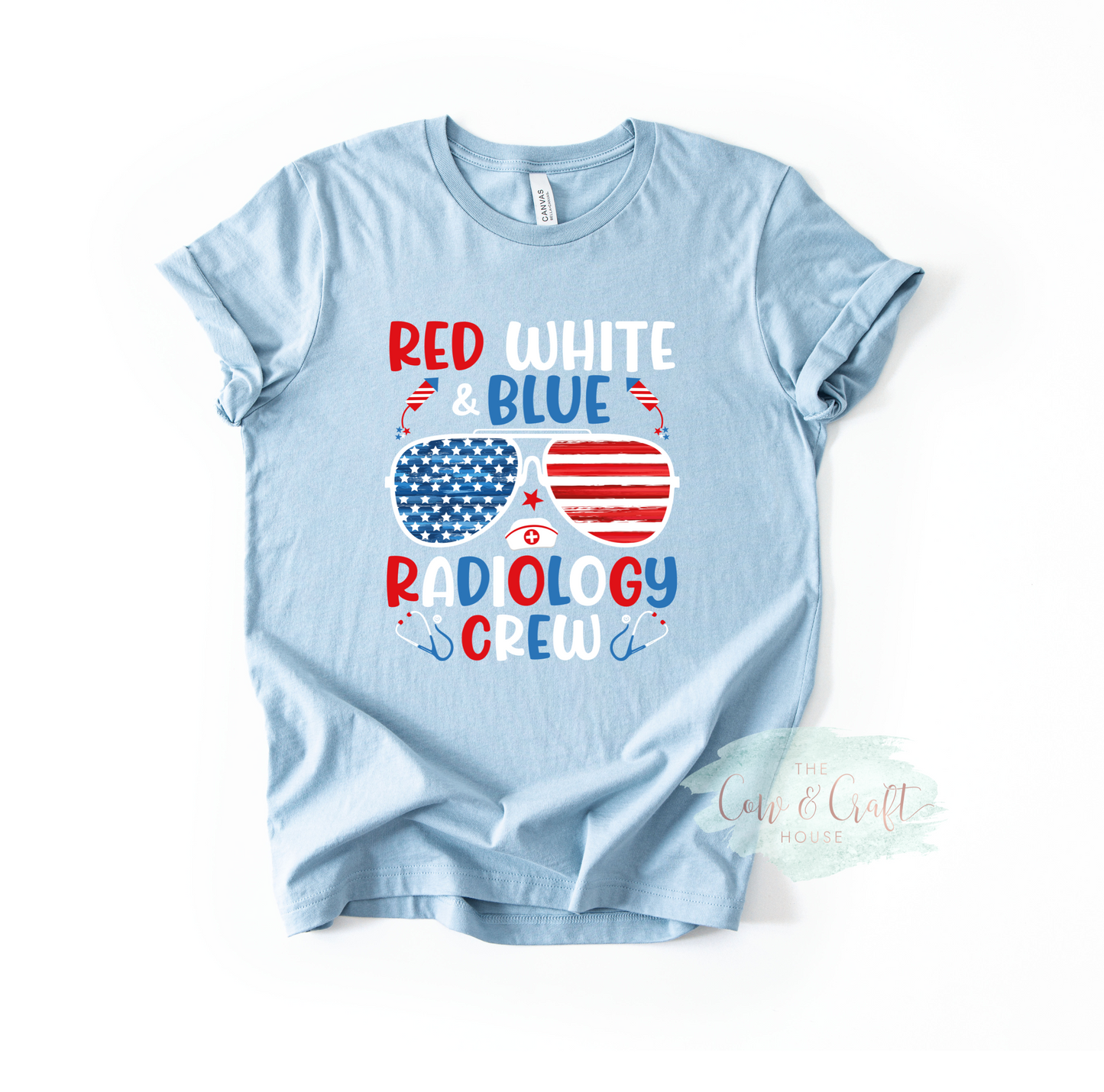 Patriotic Radiology Shirt | Red White and Blue Radiology Crew Tee | X Ray Tech Fourth of July Shirt | CT Tech MRI Tech Gift | Bella Canvas 3001