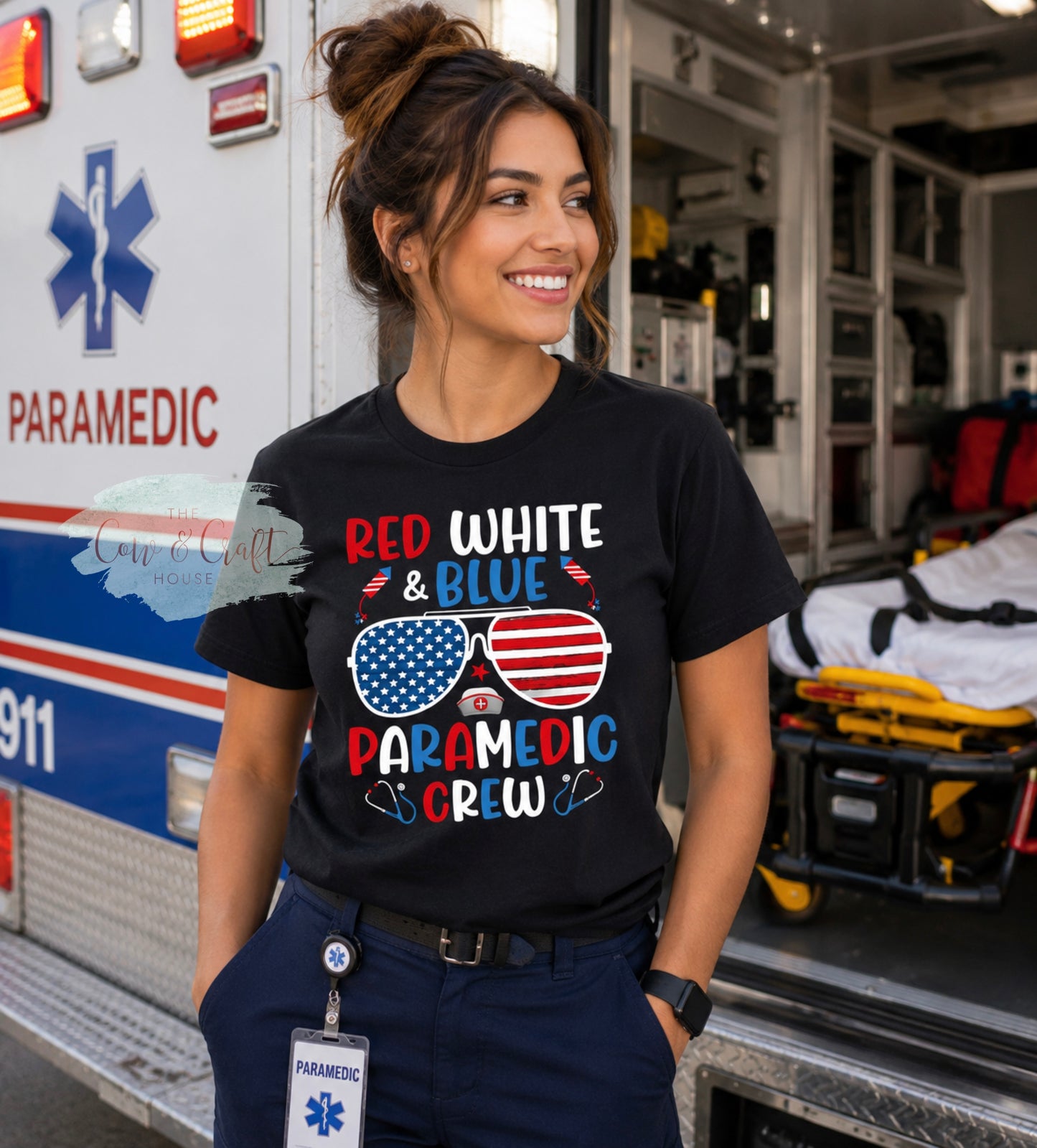 Paramedic Fourth of July Shirt | Red White and Blue Paramedic Crew Tee | Patriotic EMS Shirt | First Responder Gift | EMT Healthcare Tee