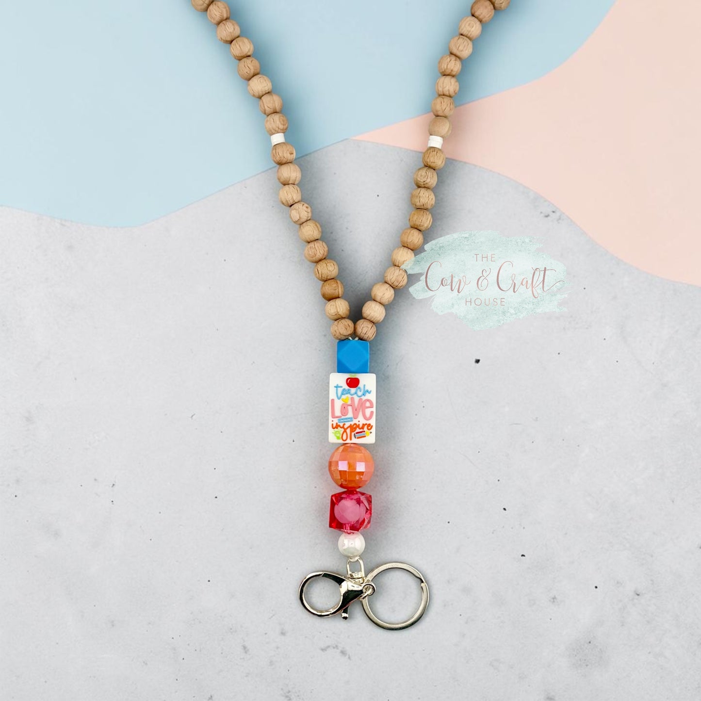 Teacher Breakaway Lanyard | Wood Bead Lanyard | Choose Your Style | Teacher Gift | Badge Holder