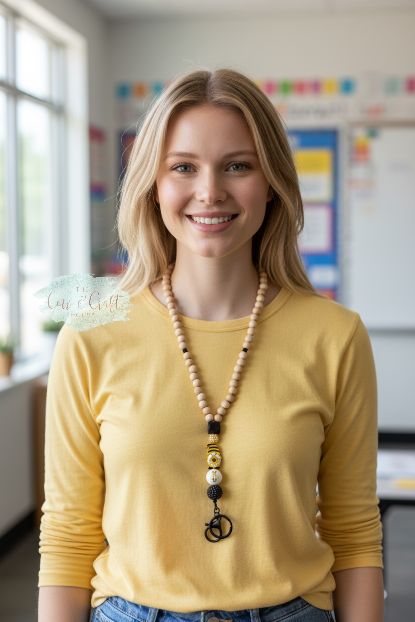 Teacher Breakaway Lanyard | Wood Bead Lanyard | Choose Your Style | Teacher Gift | Badge Holder