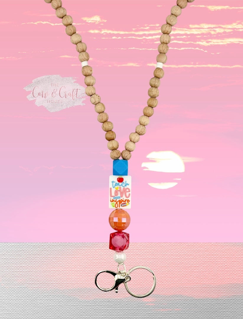 Teacher Breakaway Lanyard | Wood Bead Lanyard | Choose Your Style | Teacher Gift | Badge Holder
