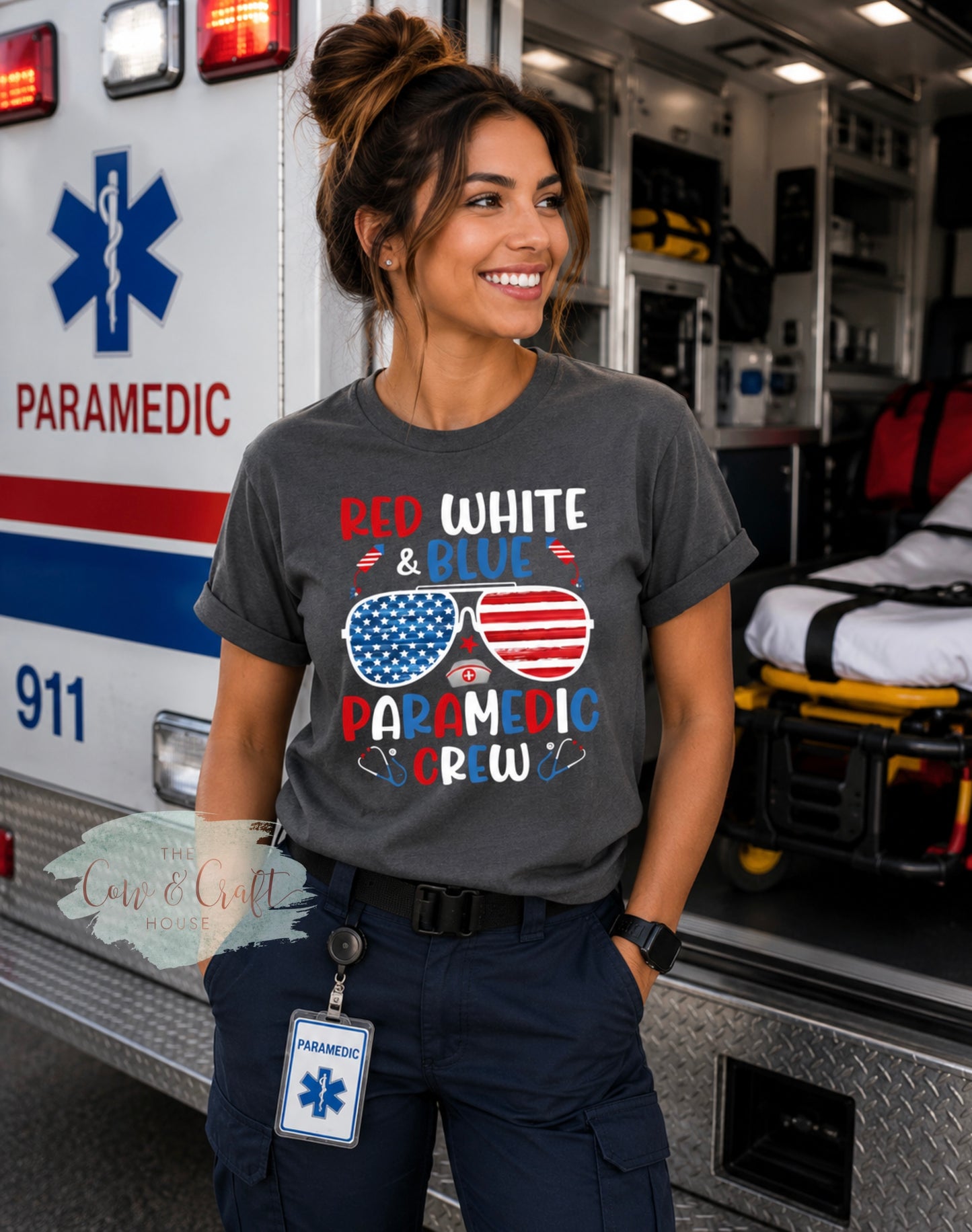 Paramedic Fourth of July Shirt | Red White and Blue Paramedic Crew Tee | Patriotic EMS Shirt | First Responder Gift | EMT Healthcare Tee