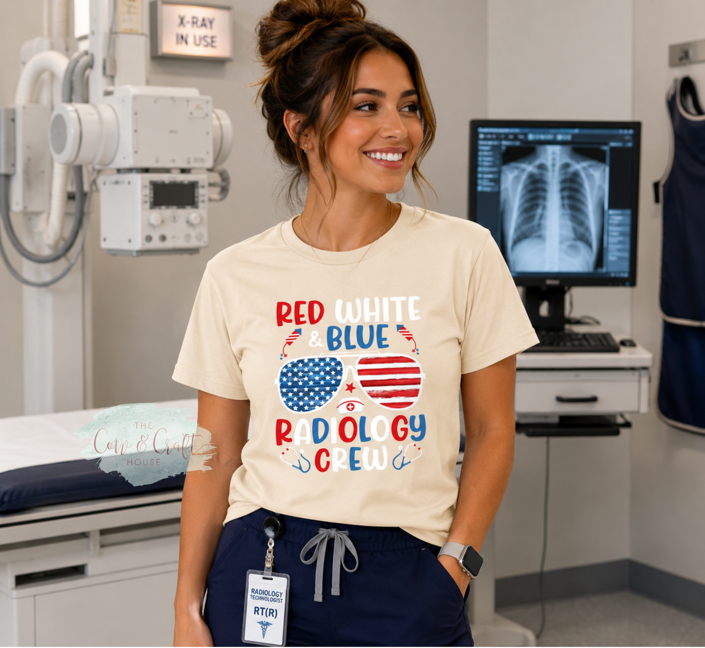 Patriotic Radiology Shirt | Red White and Blue Radiology Crew Tee | X Ray Tech Fourth of July Shirt | CT Tech MRI Tech Gift | Bella Canvas 3001