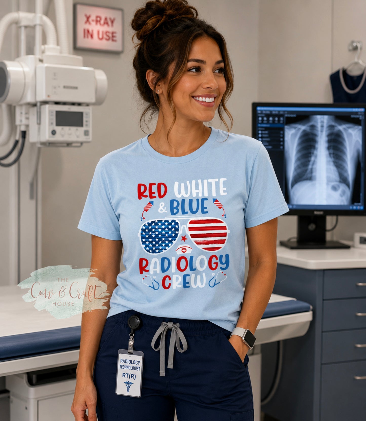 Patriotic Radiology Shirt | Red White and Blue Radiology Crew Tee | X Ray Tech Fourth of July Shirt | CT Tech MRI Tech Gift | Bella Canvas 3001