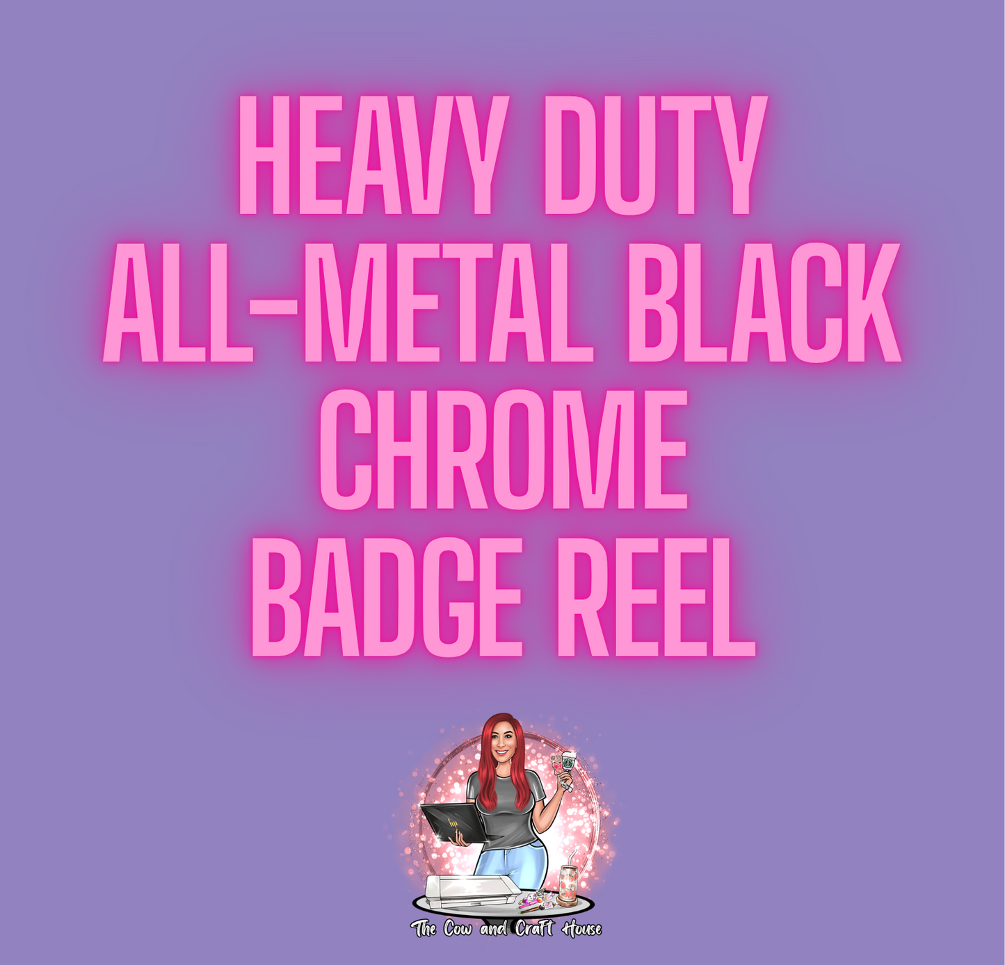 Heavy Duty Badge Reel, Black Chrome, All-Metal Badge Reel
