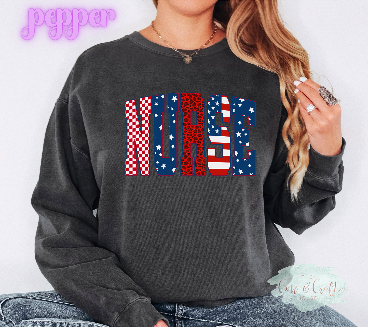 Patriotic Comfort Colors 1566 Sweatshirt, Red White Blue Sweatshirt, USA Stars Sweatshirt, Checkered Leopard Print Sweatshirt, Fourth of July Crewneck, Americana Sweatshirt