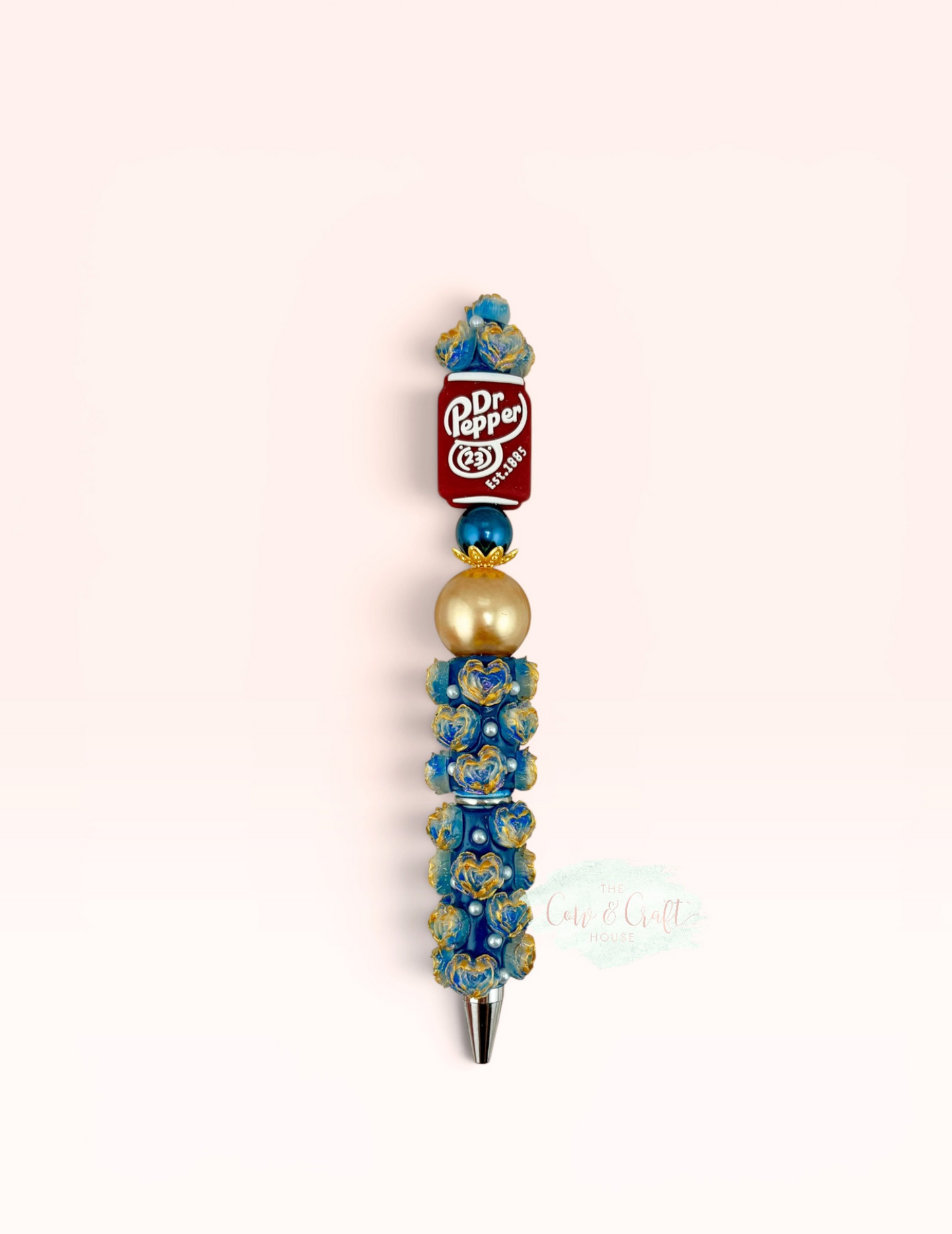 Dr Pepper Beaded Pen – Black Ink Twist Pen