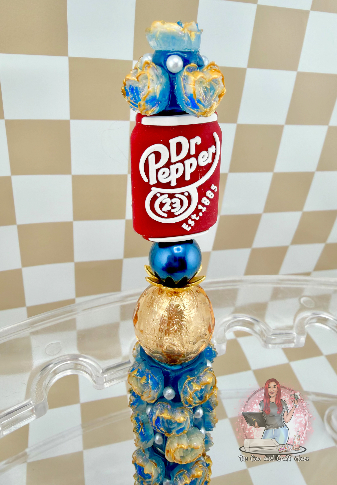 Dr Pepper Beaded Pen – Black Ink Twist Pen