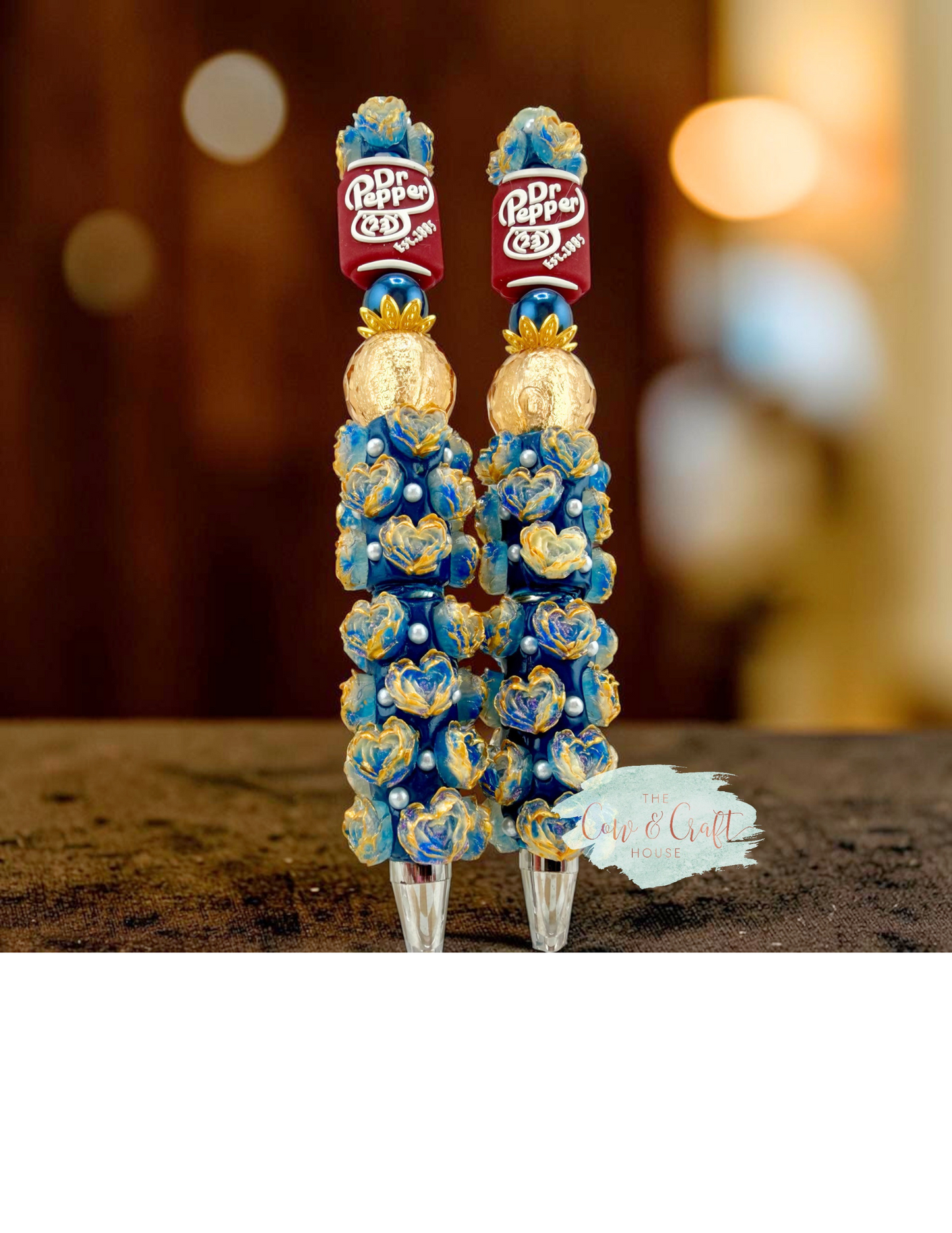 Dr Pepper Beaded Pen – Black Ink Twist Pen