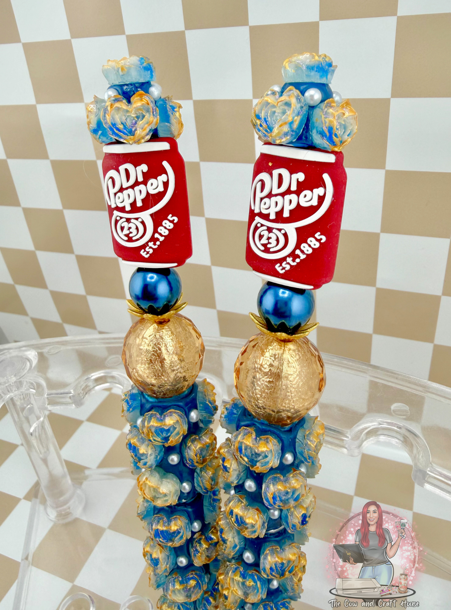 Dr Pepper Beaded Pen – Black Ink Twist Pen