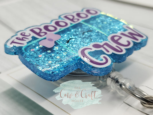 Boo Boo Crew Badge Reel: Glitter Band-Aid, Nurse ID Holder