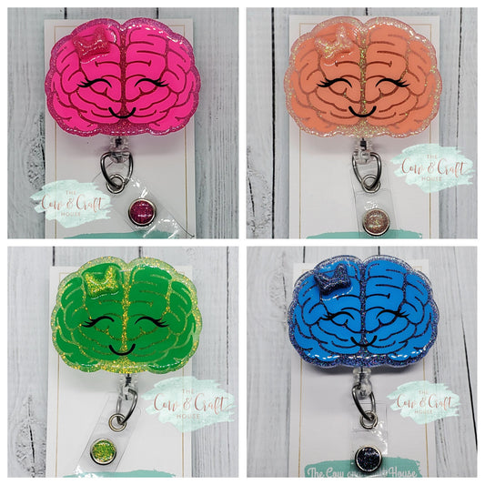 Brain Badge Reel: Glitter Radiology Neurology ID Badge Clip