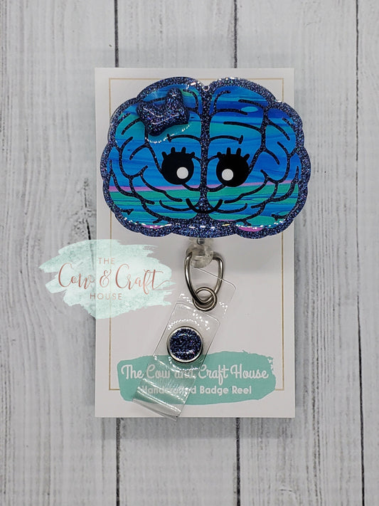 Brain Badge Reel • Retractable ID Holder, Neurology Gift