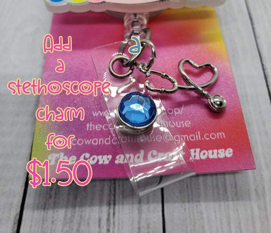 PA-C Stethoscope Badge Reel: Glitter Heart, Handmade