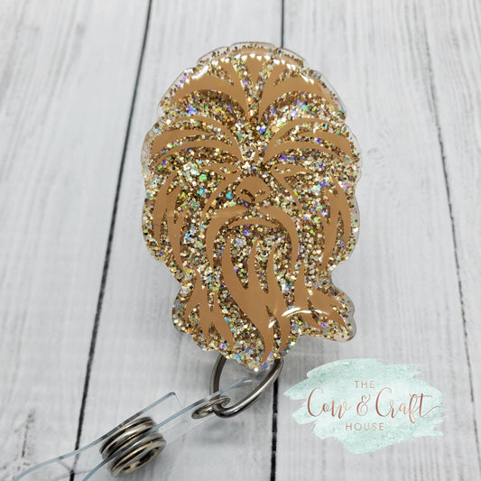 Glitter Hairy Monster Badge Reel: Nurse ID Holder