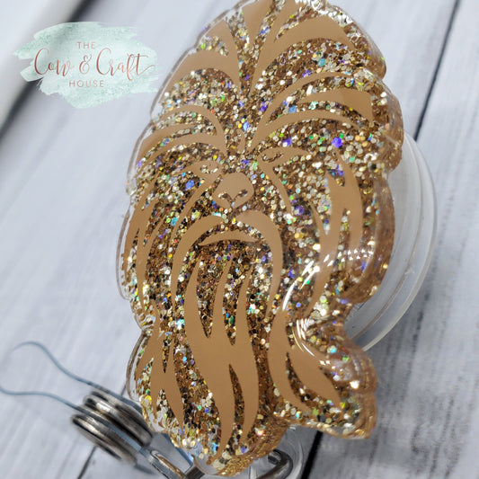 Glitter Hairy Monster Badge Reel: Nurse ID Holder