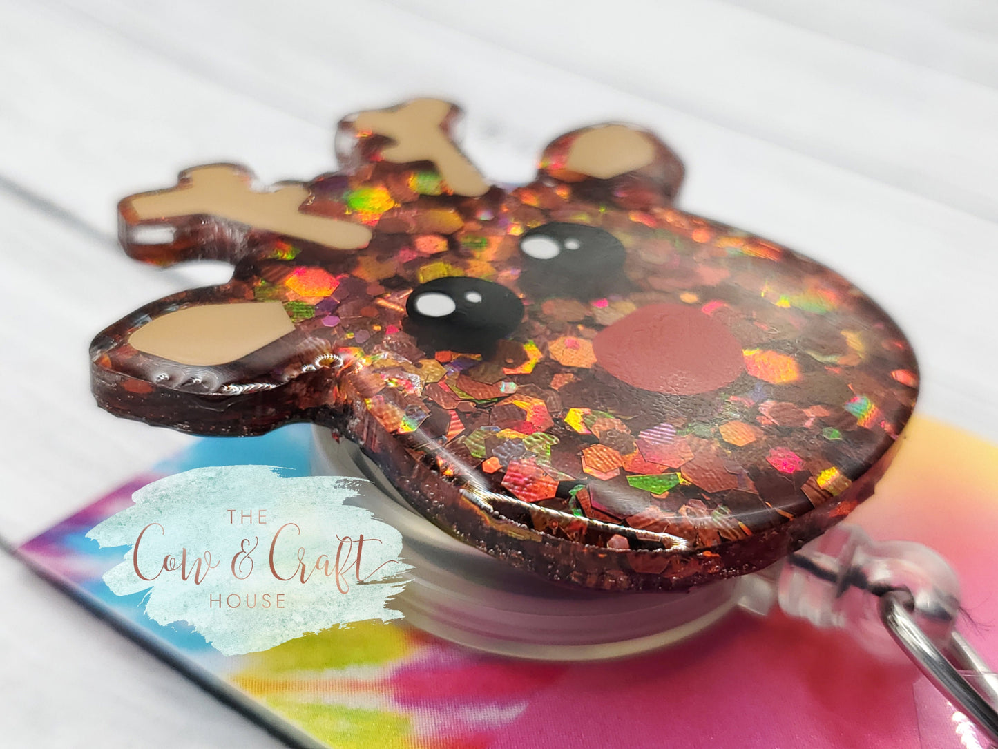 Reindeer Badge Reel, Reindeer Gifts, Reindeer ID Holder, Reindeer Lovers, Christmas Reindeer, Holiday Badge Reel, Christmas Badge Reel