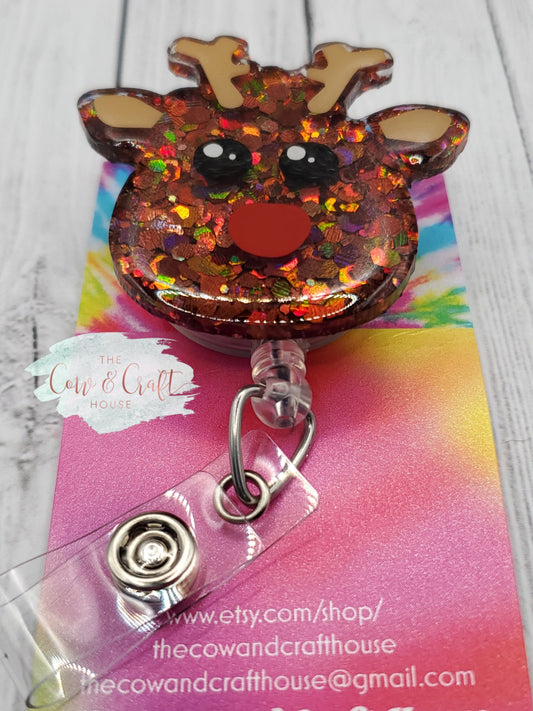 Reindeer Badge Reel, Reindeer Gifts, Reindeer ID Holder, Reindeer Lovers, Christmas Reindeer, Holiday Badge Reel, Christmas Badge Reel