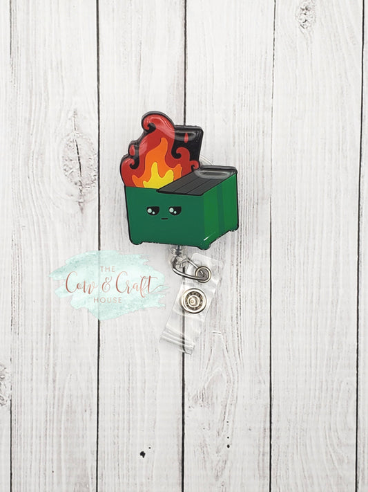Dumpster Fire Badge Reel: Funny Nurse ID Holder