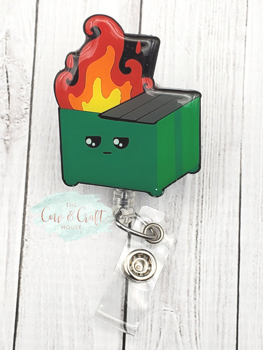 Dumpster Fire Badge Reel: Funny Nurse ID Holder