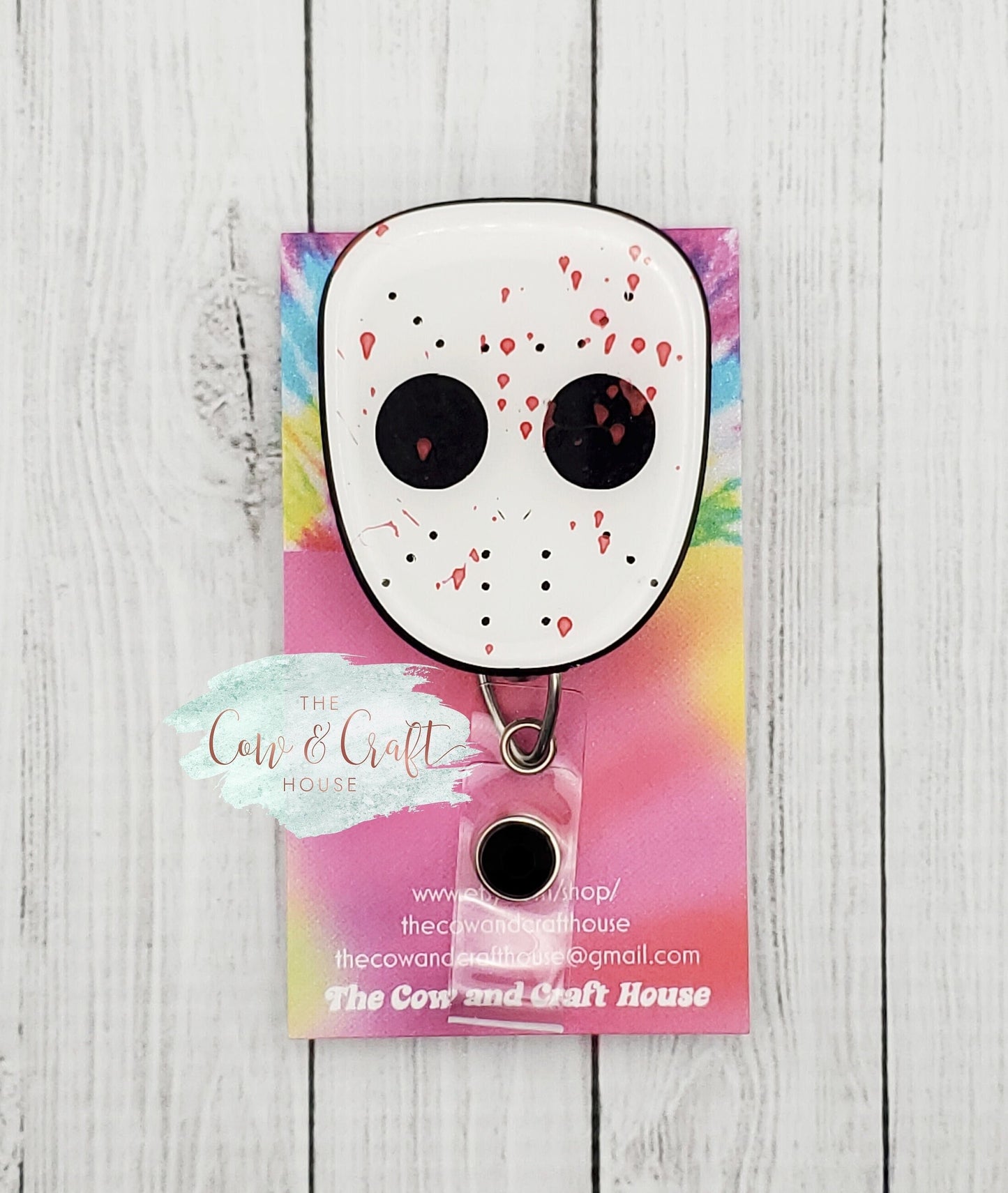 Halloween Horror Mask Badge Reel: Nurse ID Badge
